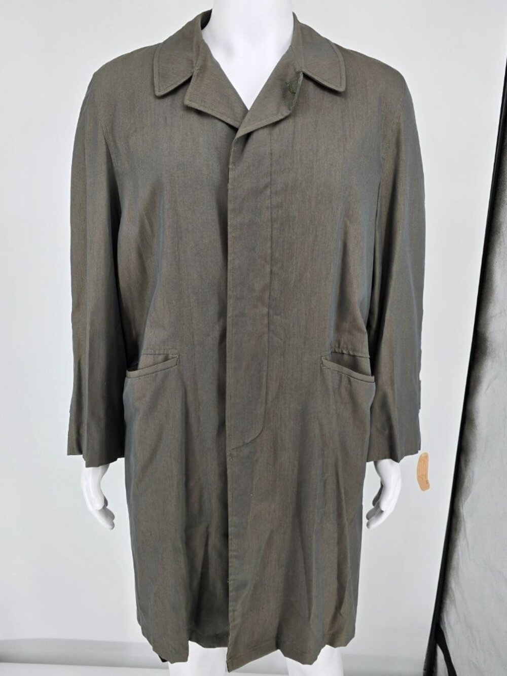 Vintage 1950s "The All Weather Coat" Gabardine Shell Satin Lined Raincoat (L)